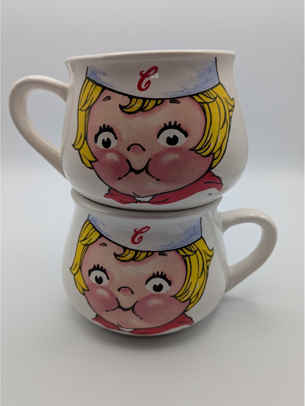 Campbell's Soup Mug Bowl 1998, Set of 2, Blonde Girl Face, Vintage